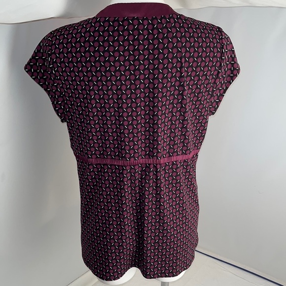 Ann Taylor purple multicolor pattern v-neck faux wrap top XL - Picture 4 of 9